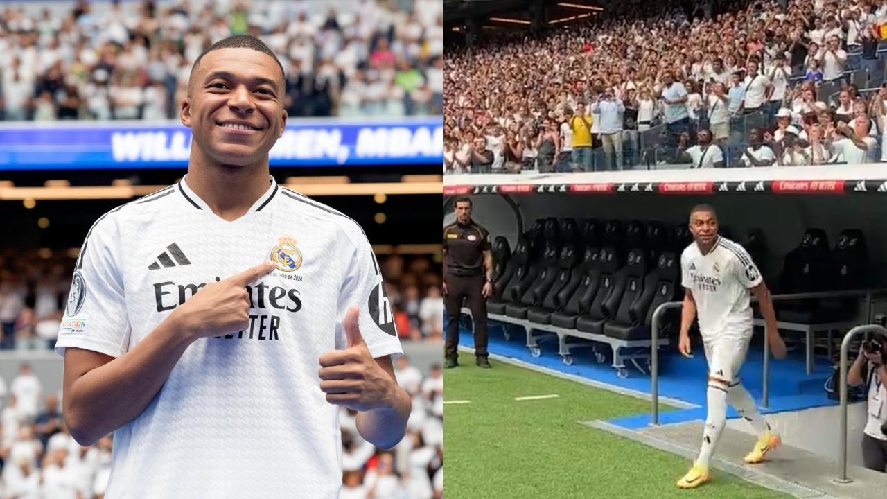 Real Madrid fans welcome Kylian Mbappe at packed Santiago Bernabeu